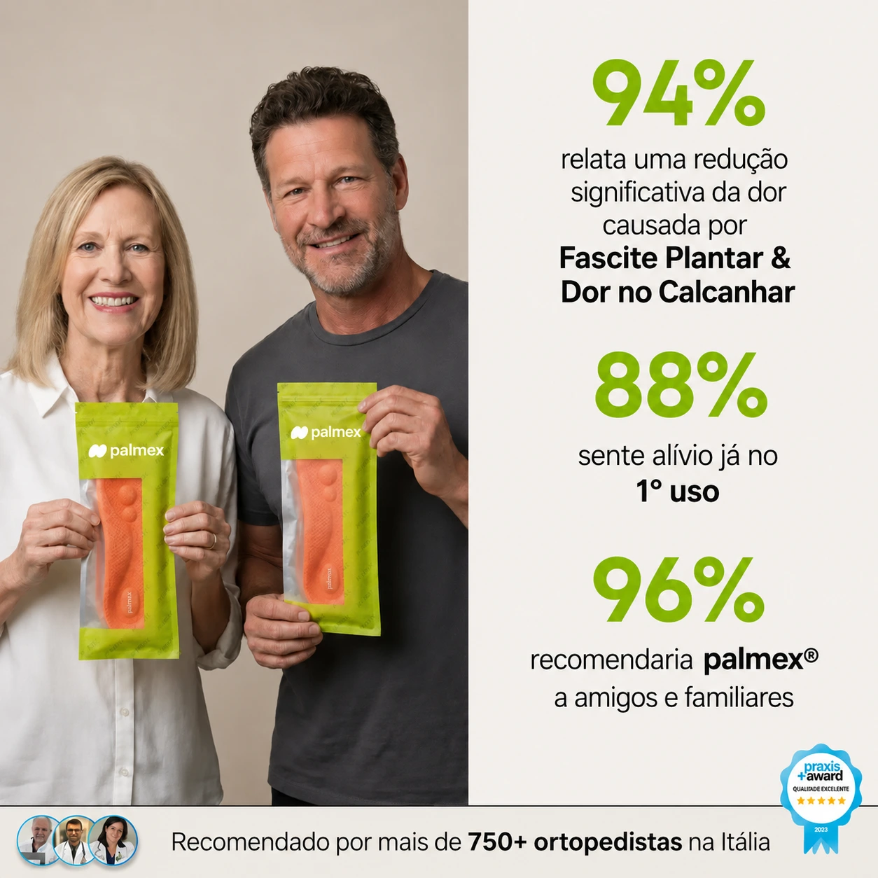 Palmex dentro do calçado